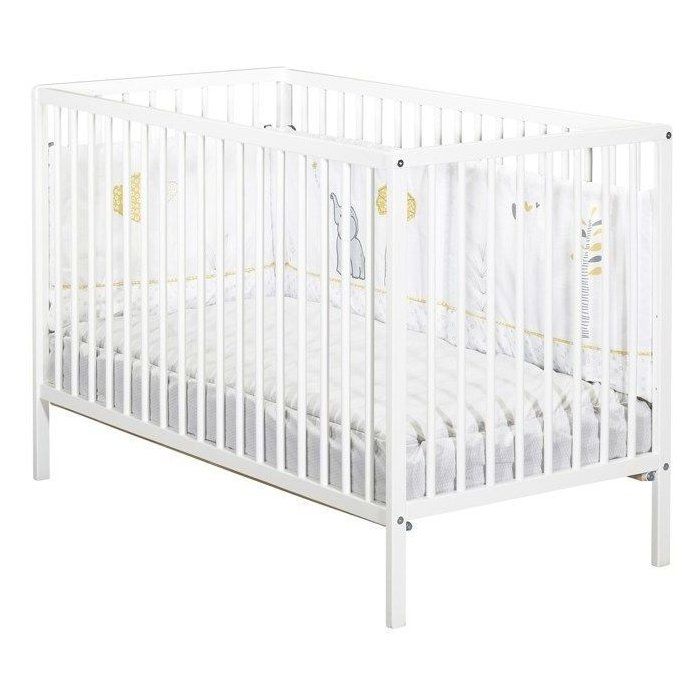 Lit bébé - 120 x 60 cm - Babyprice First - Tout barreaux - En bois blanc