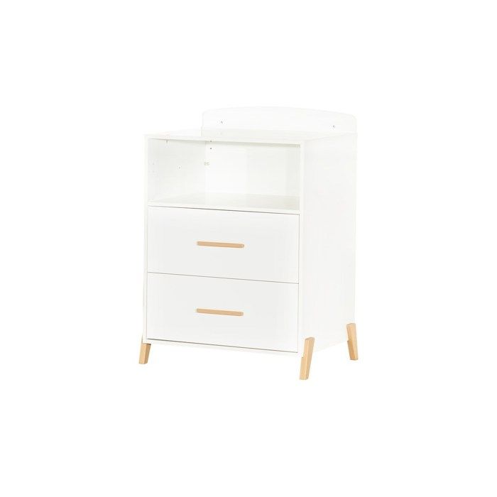 Lit CombinÈ - 120x60cm - Evolutif en 90x190cm - Babyprice Joy Naturel - Blanc sur pieds en bois naturel