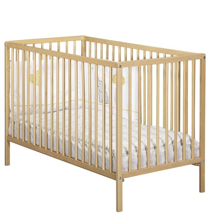 Lit bÈbÈ - 120 x 60 cm - Babyprice First - Tout barreaux - En bois naturel