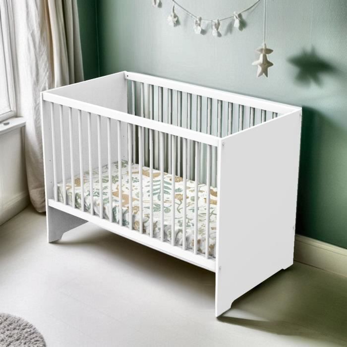 Lit bÈbÈ - 120 x 60 cm - Babyprice First - En bois blanc