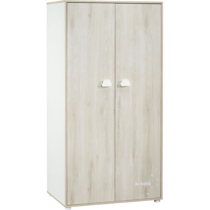 Chambre bébé complete - Lit 120x60, commode a langer et armoire - BABY PRICE - SMILE - Hetre cendré