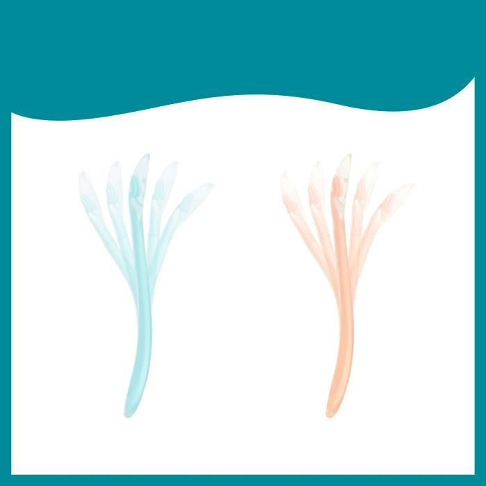 BABYMOOV Lot de 5 Cuilleres bébé 1er âge en silicone, ergonomiques, passent au lave-vaisselle, sans BPA, multicolore