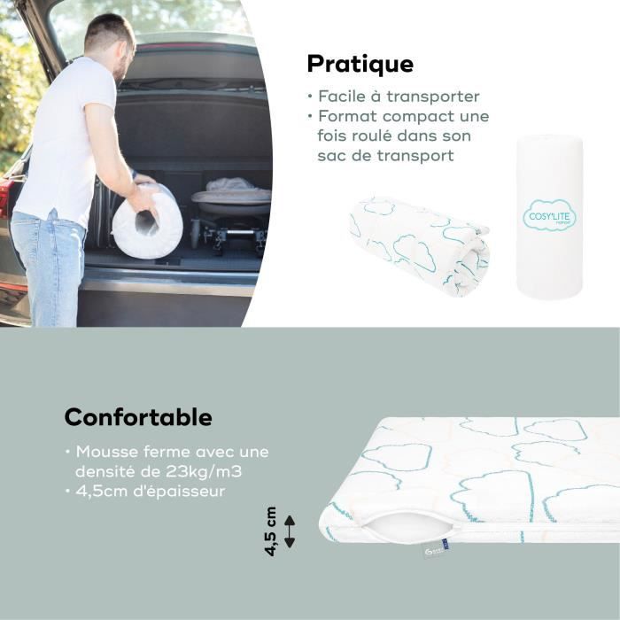 Babymoov Matelas de voyage Cosy'Lite Nomad 60x120cm, oeko Tex, Eco-conÁu, FabriquÈ au Portugal