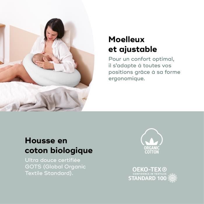 Babymoov B.LOVE Coussin de MaternitÈ & Allaitement avec Remplissage Microbilles ultra-fines - Made in Europe, Gris