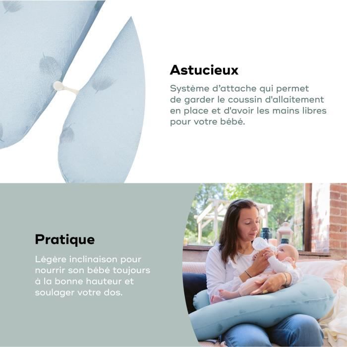 Babymoov B.LOVE Coussin de MaternitÈ & Allaitement avec Remplissage Microbilles ultra-fines - Made in Europe, Bleu