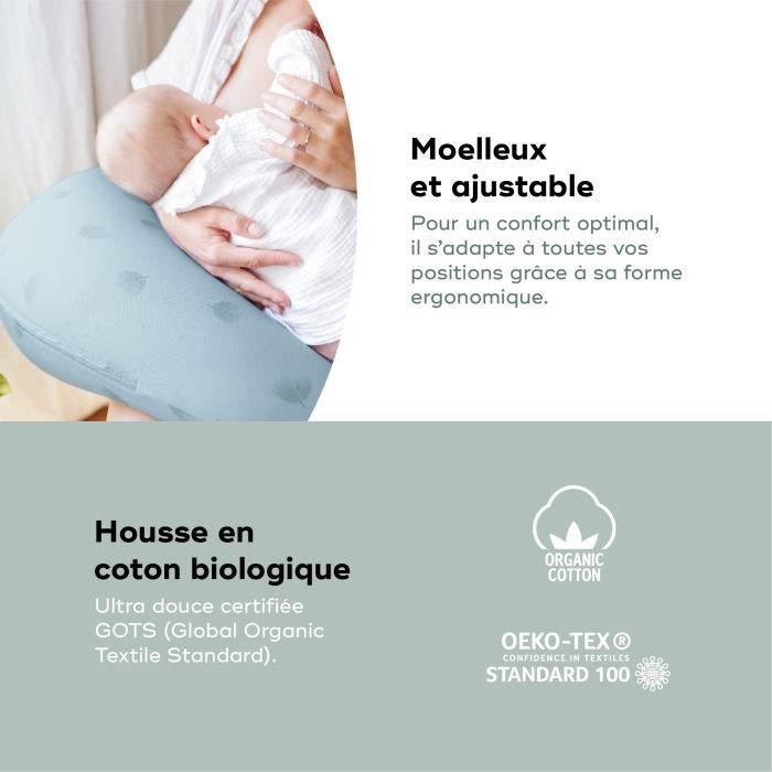 Babymoov B.LOVE Coussin de MaternitÈ & Allaitement avec Remplissage Microbilles ultra-fines - Made in Europe, Bleu