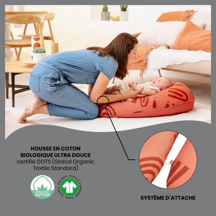 Babymoov B.LOVE Coussin de MaternitÈ & Allaitement avec Remplissage Microbilles ultra-fines - Made in Europe, Terracotta