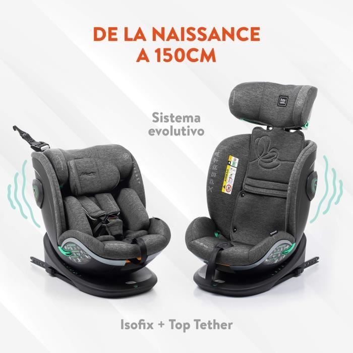 Siege auto - BABYAUTO - XPERTA GREY DOBBY - De la naissance a 12 ans - 0-36 kg - I-Size - ISOFIX - Pivotant 360° - ECE R129