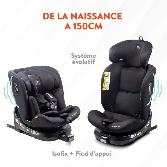 Siege auto - BABYAUTO - AITANA GREY ANTHRACITE - De la naissance a 12 ans - 0-36 kg - I-Size - ISOFIX - Pivotant 360° - ECE R129