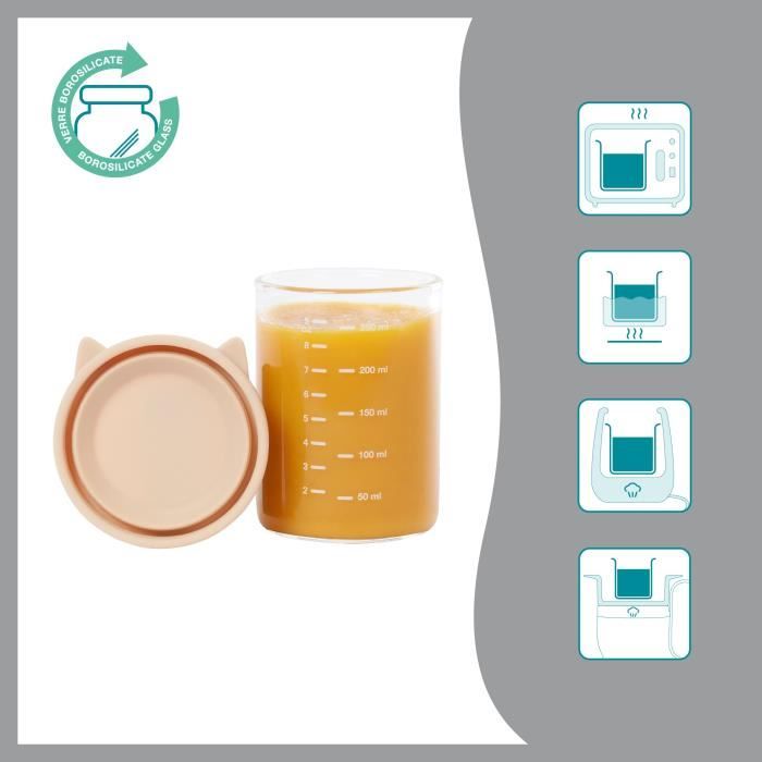 Babymoov ISY BOWLS 6 Pots de conservation en Verre Borosilicate - GraduÈs 250ml