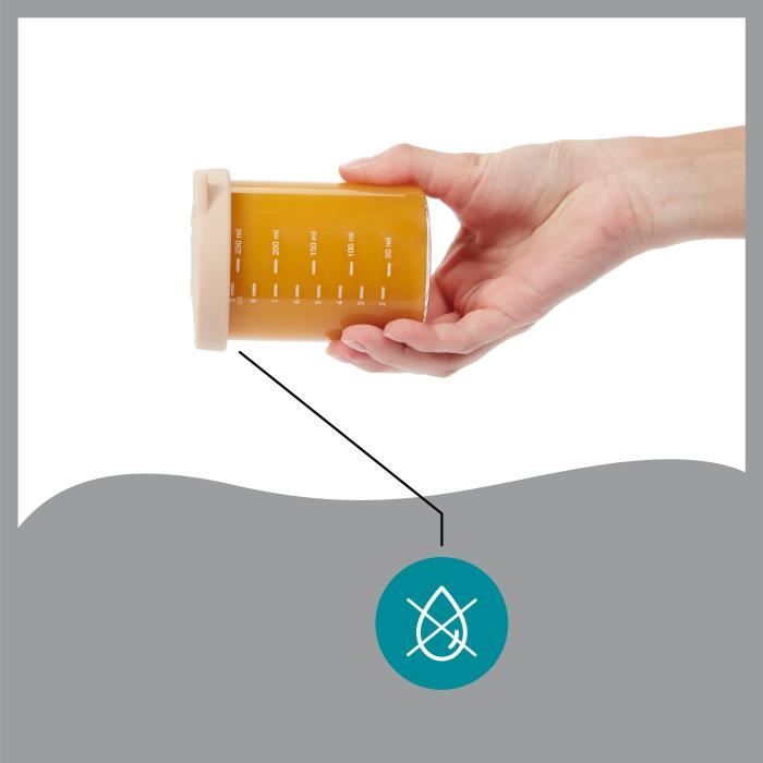 Babymoov ISY BOWLS 6 Pots de conservation en Verre Borosilicate - Gradués 250ml