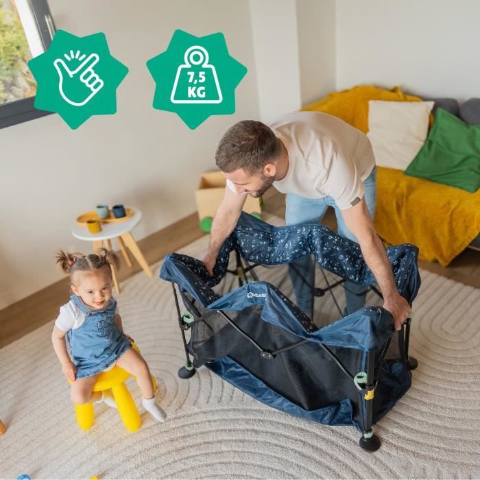 Badabulle Lit Parapluie Easy Clip - Facile a plier et déplier - Lit Léger et Compact avec Sac de transport inclus - Matelas inclus