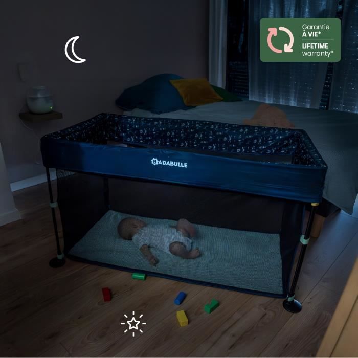 Badabulle Lit Parapluie Easy Clip - Facile a plier et déplier - Lit Léger et Compact avec Sac de transport inclus - Matelas inclus