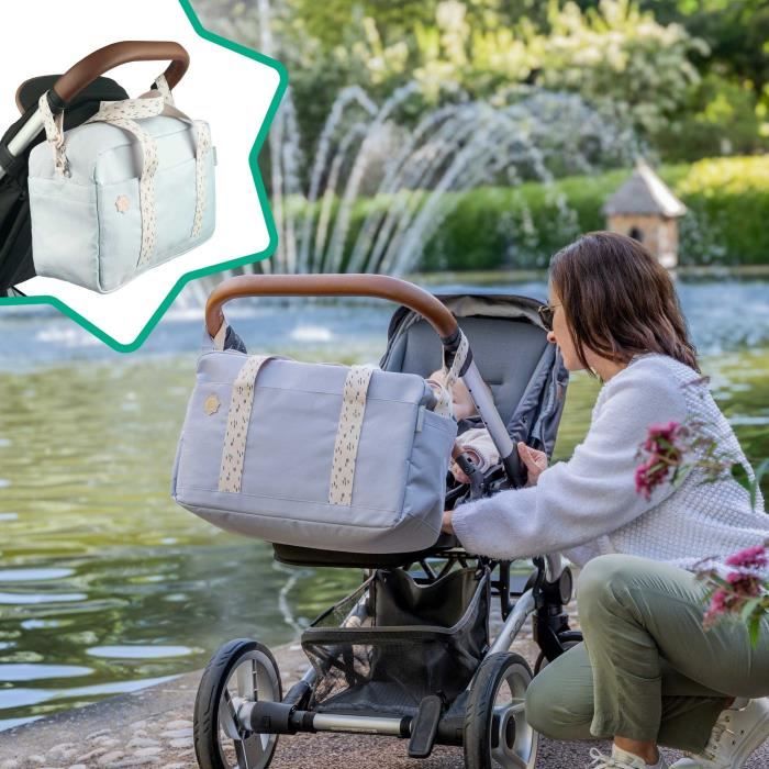 Badabulle Sac a langer Bowling - Grande Contenance 20L - Plan a langer et Attaches-poussette inclus, Gris