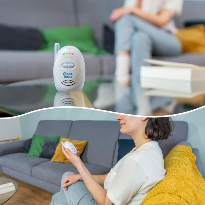 Badabulle Babyphone audio - Simple d'utilisation - PortÈe 300m - Babyphone Compact - Alarme Sonore et Visuelle