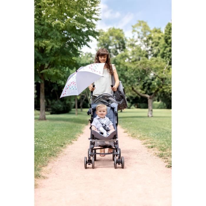 BADABULLE Ombrelle bébé universelle, anti-UV 50+, position adaptable, grise