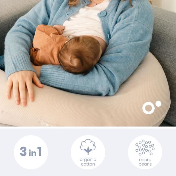 Coussin de grossesse et d'allaitement - DOOMOO - Buddy - Ultra confort - Certifié oeko-Tex - Corduroy Beige