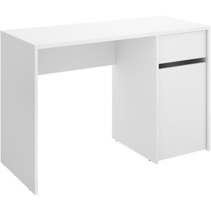 Bureau - BALI - Blanc - 1 tiroir / 1 porte - 110,3 x 50,2 x 74,2 cm