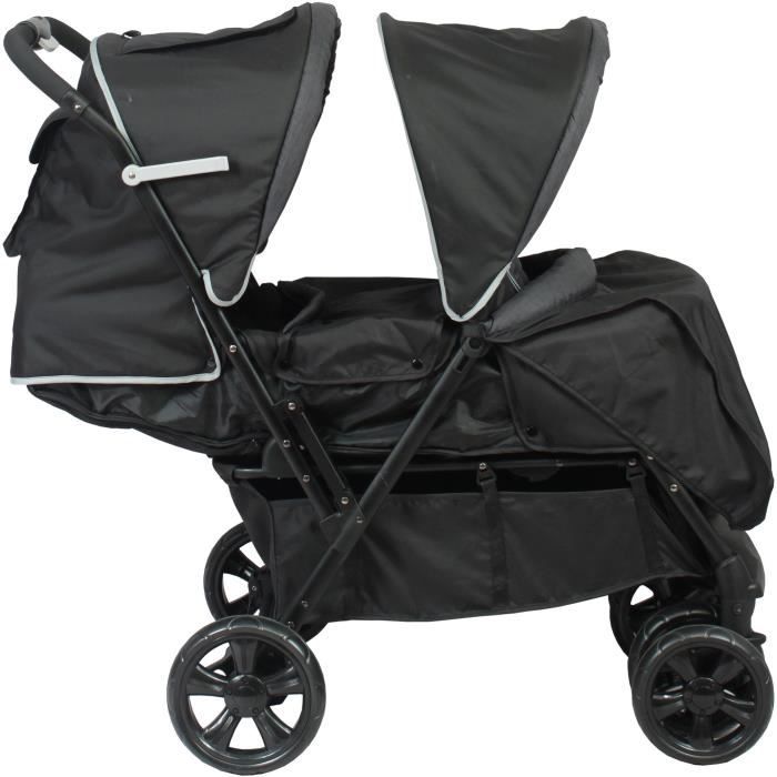Poussette Double BAMBISOL - Toute équipée - Habillage pluie inclus - Pliage facile