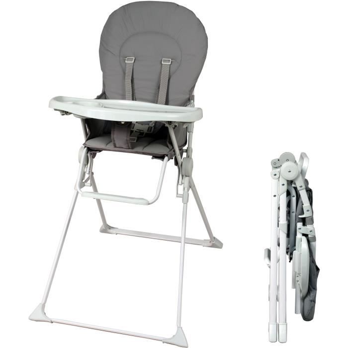 BAMBISOL Chaise haute fixe avec tablette réglable en profondeu grise