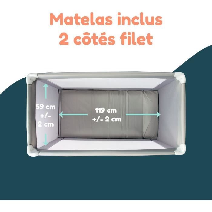 Lit parapluie BAMBISOL 120x60 cm - De la naissance a 36 mois - Matelas et sac de transport inclus