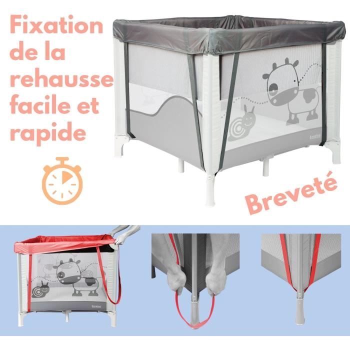 BAMBISOL - Parc/Berceau Bébé Pliant 90x90cm avec 2 Niveaux de Couchage - Sac de Transport, Espace de Jeux