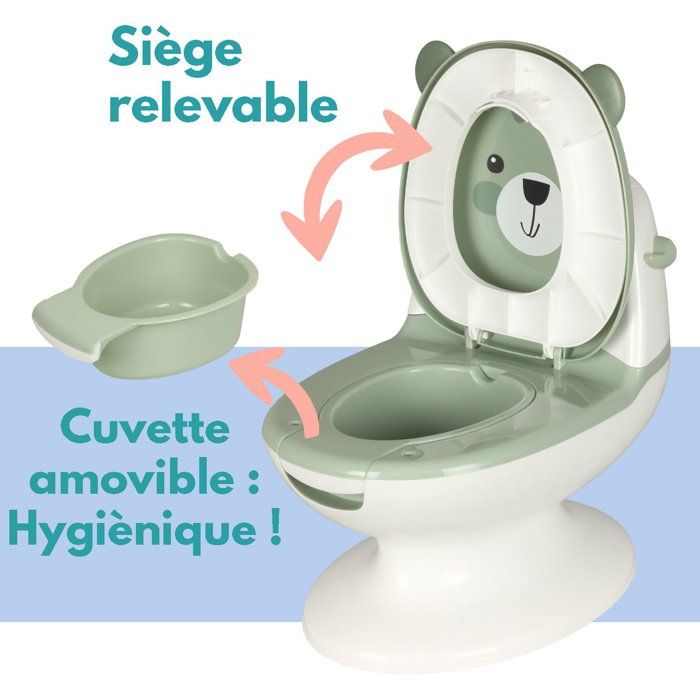 Mini toilettes pour bébé - BAMBISOL - Ourson - Vert Amande