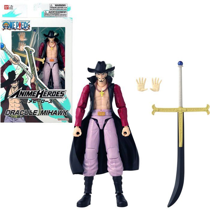 Figurine Anime Heroes articulée - BANDAI - One Piece - Dracule Mihawk oeil de Faucon - 17 cm