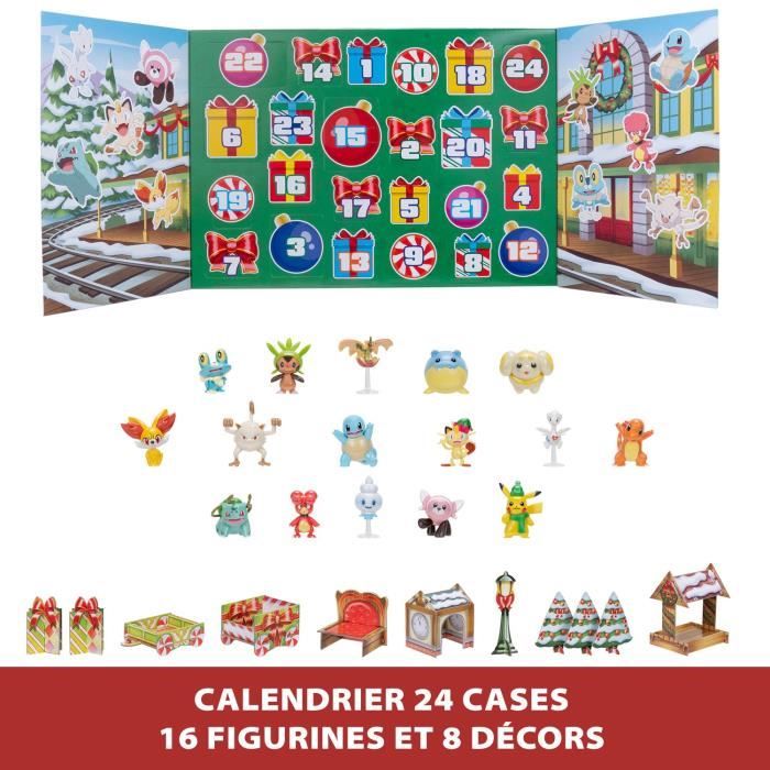 Calendrier de l'Avent PokÈmon - BANDAI - 24 figurines inÈdites - Pour enfant a partir de 4 ans - Figurines alÈatoires