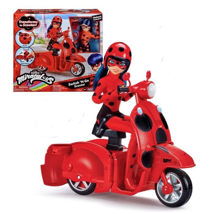 Scooter Miraculous Switch'n go + poupÈe articulÈe Ladybug Lucky Charm BANDAI 26 cm - P50668