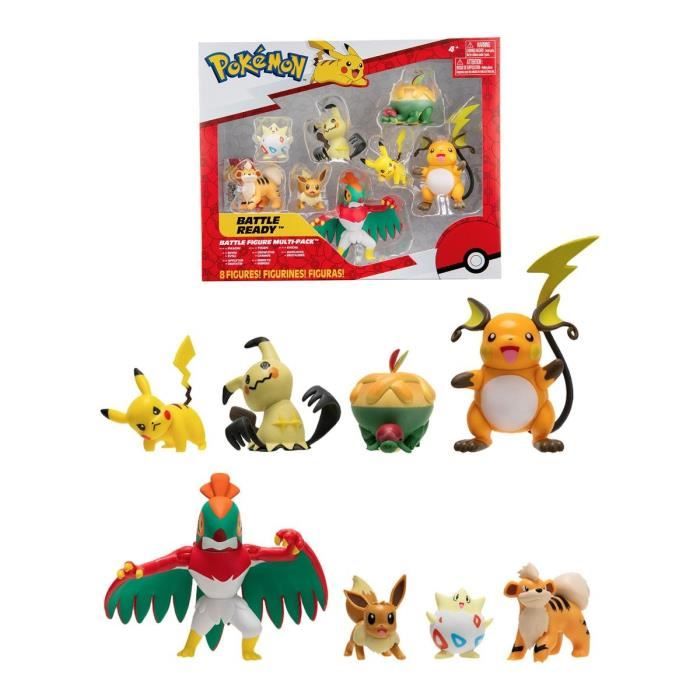 8 figurines Battle BANDAI - PokÈmon - Pikachu, Evoli, Dratatin, Togepi, Caninos, Mimiqui, Raichu et BrutalibrÈ
