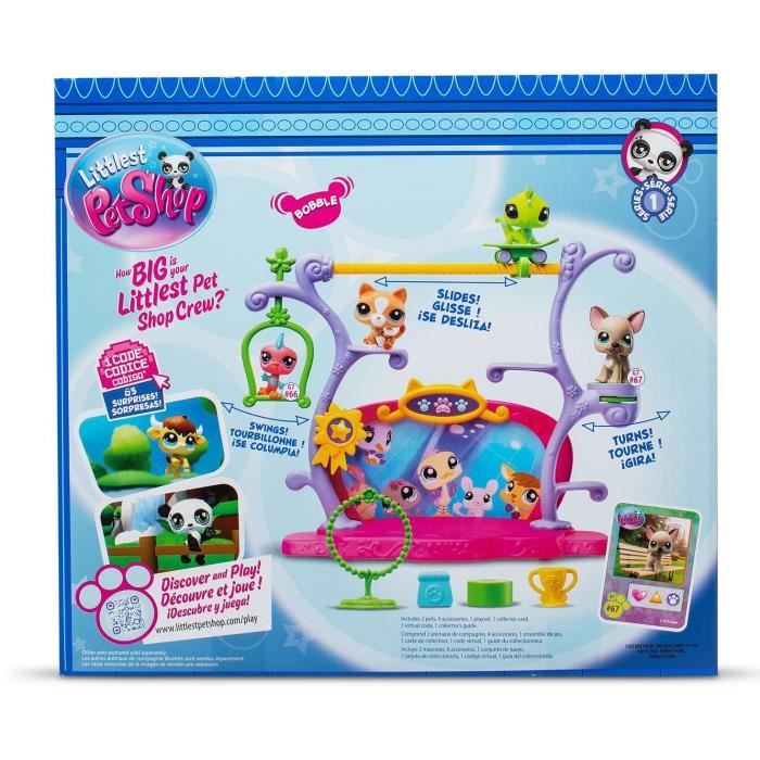 BANDAI - Littlest Pet Shop - Coffret Pets Got Talent - Ensemble de jeu avec 2 animaux, décor et accessoires - BF00558