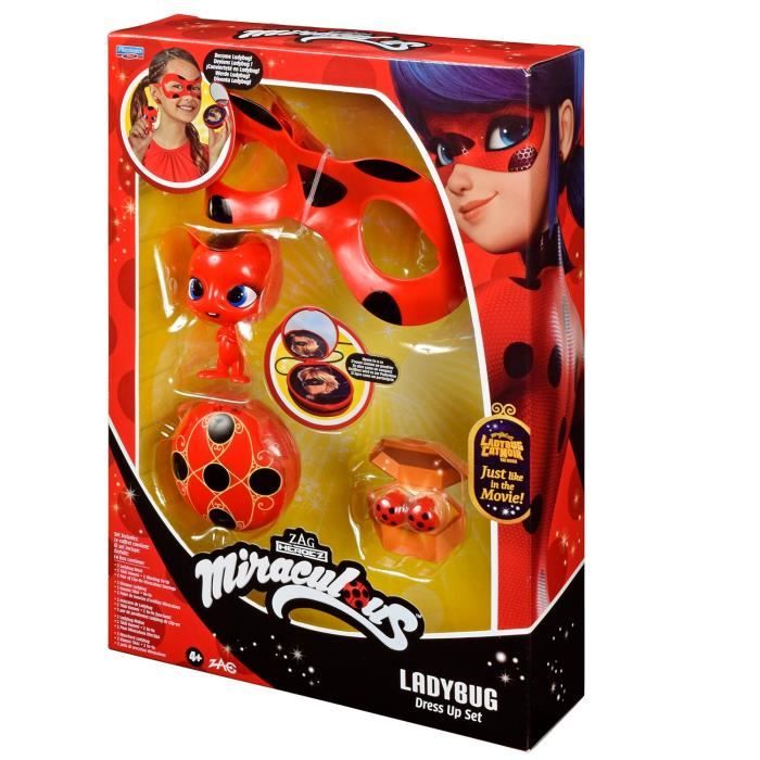 Déguisement Ladybug - Masque Yoyo Miroir Boucles d'oreilles Kwami Tikki - BANDAI - Miraculous Ladybug - Set de transformation