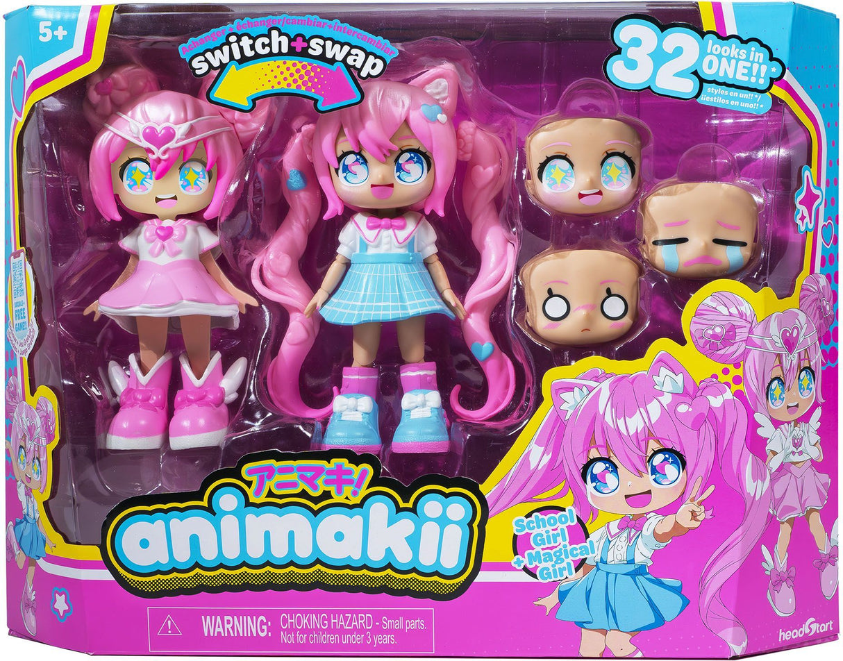 Poupée Personalisable - BANDAI - Animakii - HEA26352 - Magicienne et Ecoliere