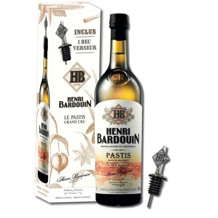 Henri Bardouin Pastis - Apéritif anisé - 45,0% Vol. - 70 cl + 1 bec verseur