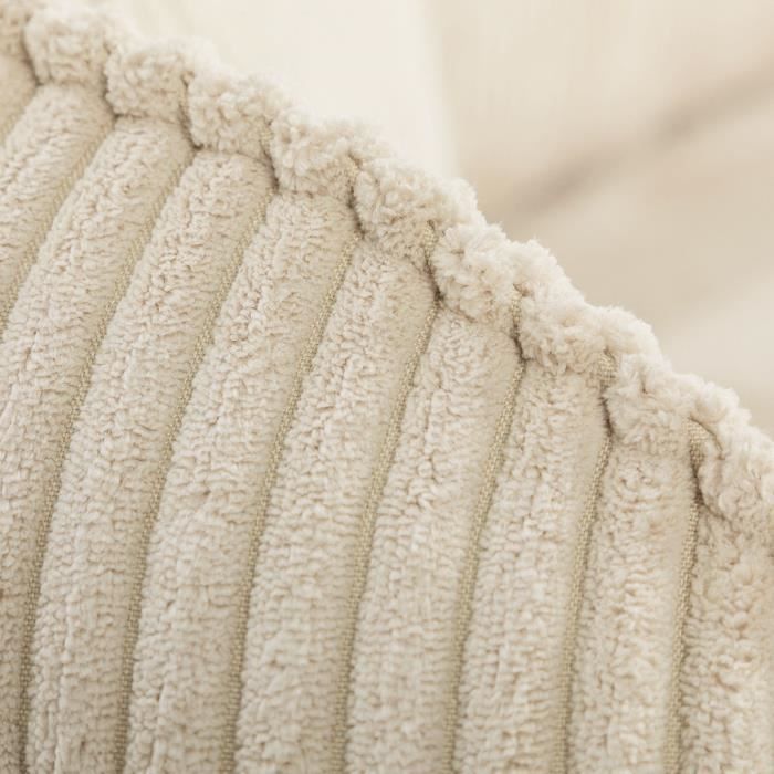 Canapé convertible 3 places - BARI - Velours cotelé - Perle - Coffre de rangement - 215 x 89 x 100 cm