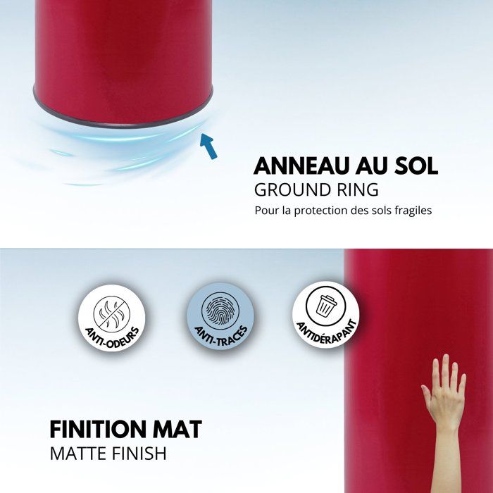 Poubelle Automatique - SOHO - KITCHEN MOVE - 42 L - Rouge Mat