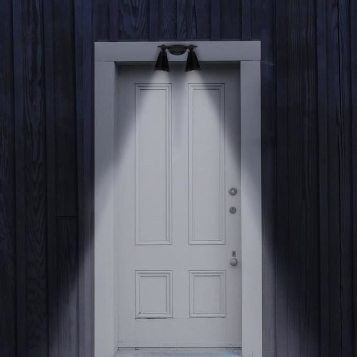 LUMISKY Projecteur double spot solaire extÈrieur Ètanche avec dÈtecteur- 12 LEDs - 600 Lm