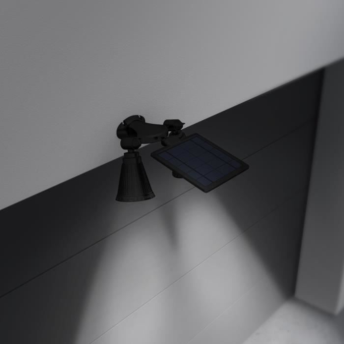 LUMISKY Projecteur double spot solaire extÈrieur Ètanche avec dÈtecteur- 12 LEDs - 600 Lm