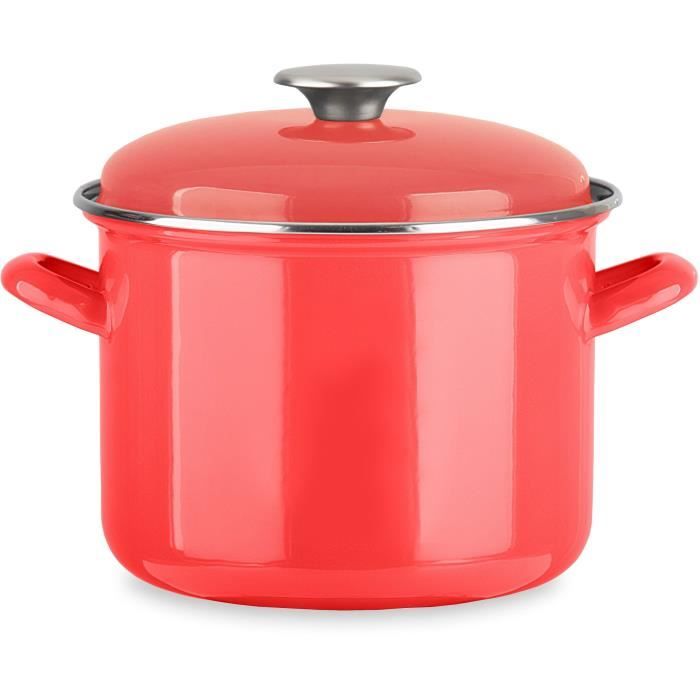 Traiteur - BAUMALU - Tous feux dont induction - Émail 22 x 16 cm - Coloris rouge