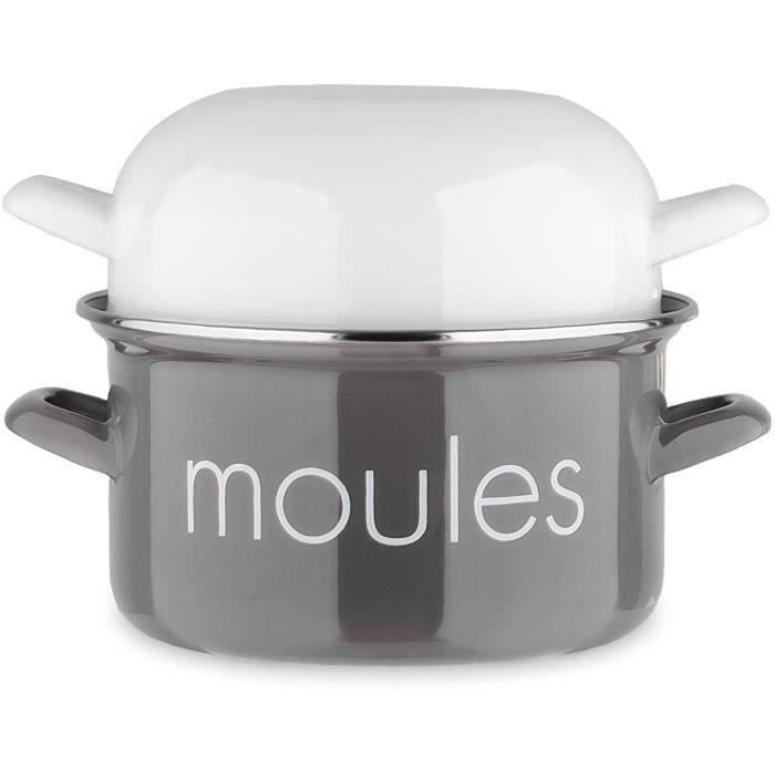 Marmite a moule BAUMALU 22 cm - DÈcor moules - Couvercle blanc - Gris