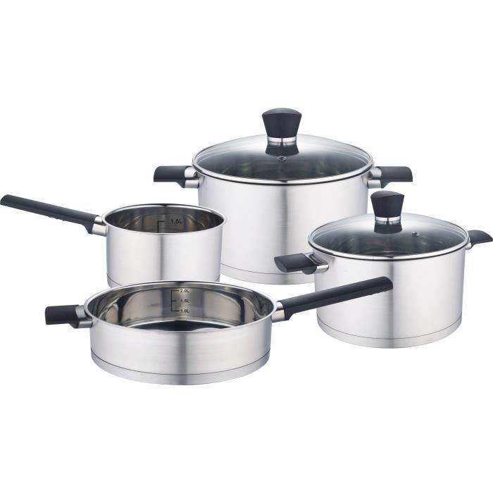 Batterie de cuisine - Tous feux dont induction - Baumalu - Acier inoxydable - 6 pieces - Inox - Gris