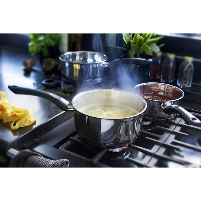 Batterie de cuisine - Tous feux dont induction - Baumalu - Acier inoxydable - 3 pieces 16/18/20 cm - Inox - Gris