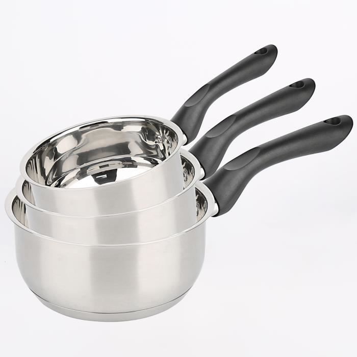 Batterie de cuisine - Tous feux dont induction - Baumalu - Acier inoxydable - 3 pieces 16/18/20 cm - Inox - Gris
