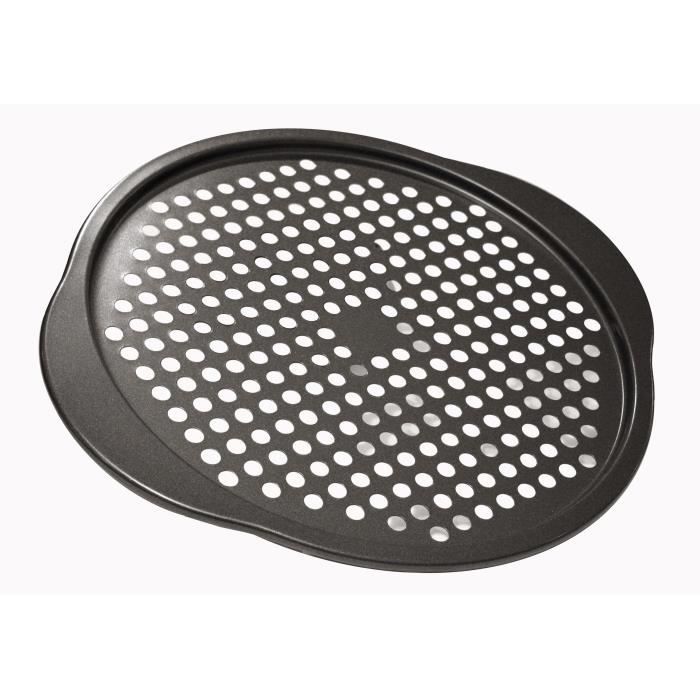 Plaque a pizza - SUCRE & GOURMANDISES - BAUMALU - Acier revetu Carbon steel 0,8 mm - Revetement anti adhérent coloris anthracite