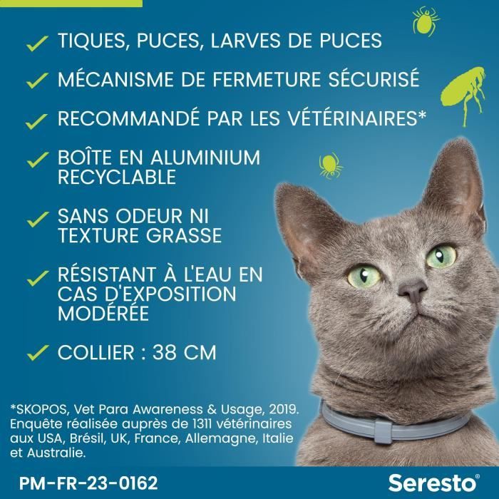 SERESTO Chat Collier Anti-Puces et Anti-Tiques - Protection 7a 8 mois