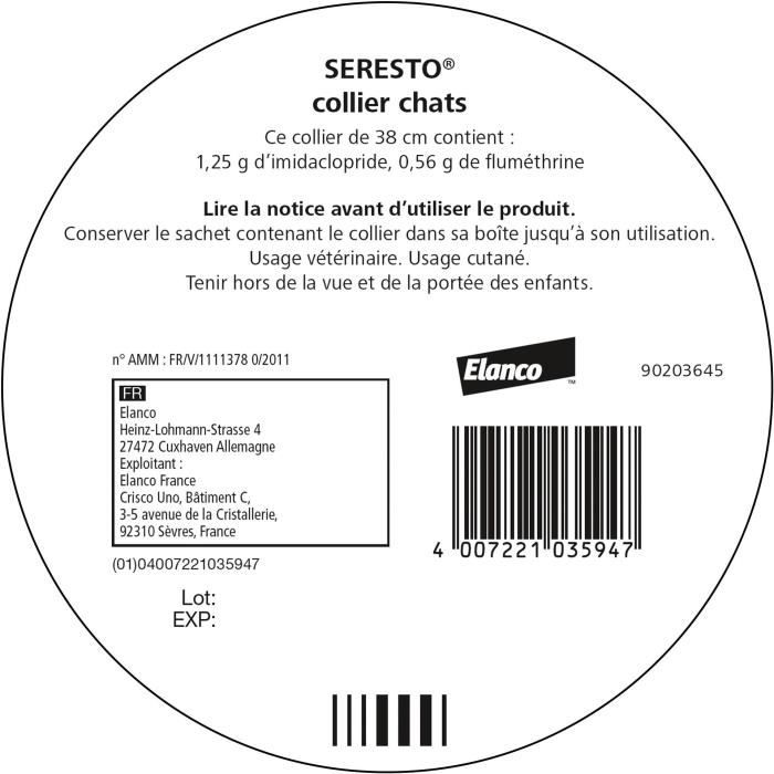 SERESTO Chat Collier Anti-Puces et Anti-Tiques - Protection 7a 8 mois