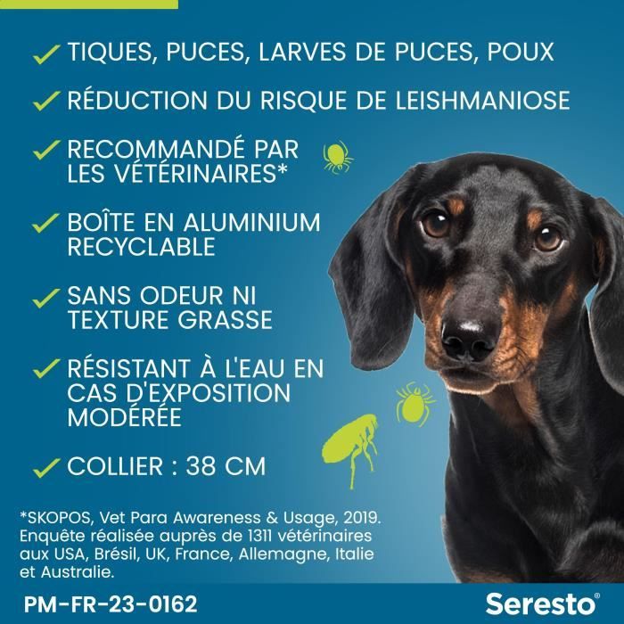 SERESTO Chien Collier Anti-Puces et Anti-Tiques -8kg 1 unitÈ