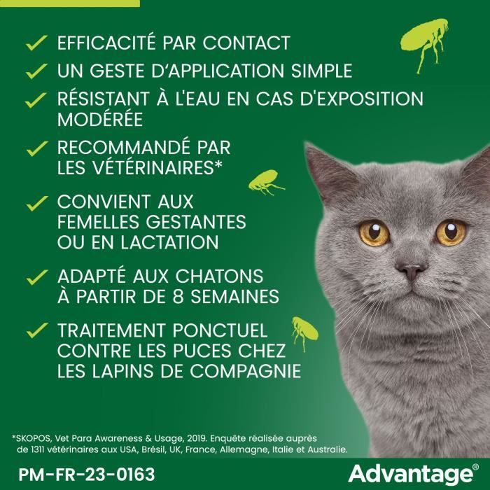 ADVANTAGE Solution Antipuce Chat Lapin +4kg 4 pipettes