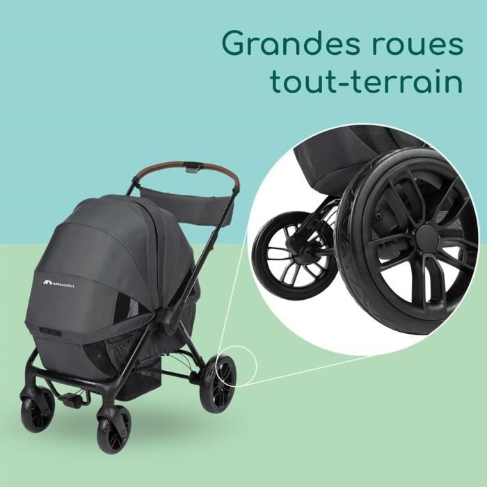 BEBECONFORT HELIOS, Poussette double, tout terrain, compact et pliable, Chariot, de 0 a 4 ans,0 a 22 kg,MINERAL GRAPHITE